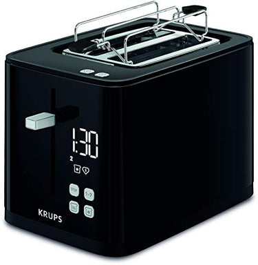 Krups KH641810 Smart'n Light Toaster, Zwei-Scheiben-Toaster, Digitaldisplay, 7 Bräunungsstufen, herausnehmbare Krümelschublade, Countdown, Anhebevorrichtung, Schwarz im Sale